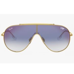 RAY-BAN WINGS RB3597 Shield Sunglasses Blue Gradient/Gold (NEW) $208 MSRP